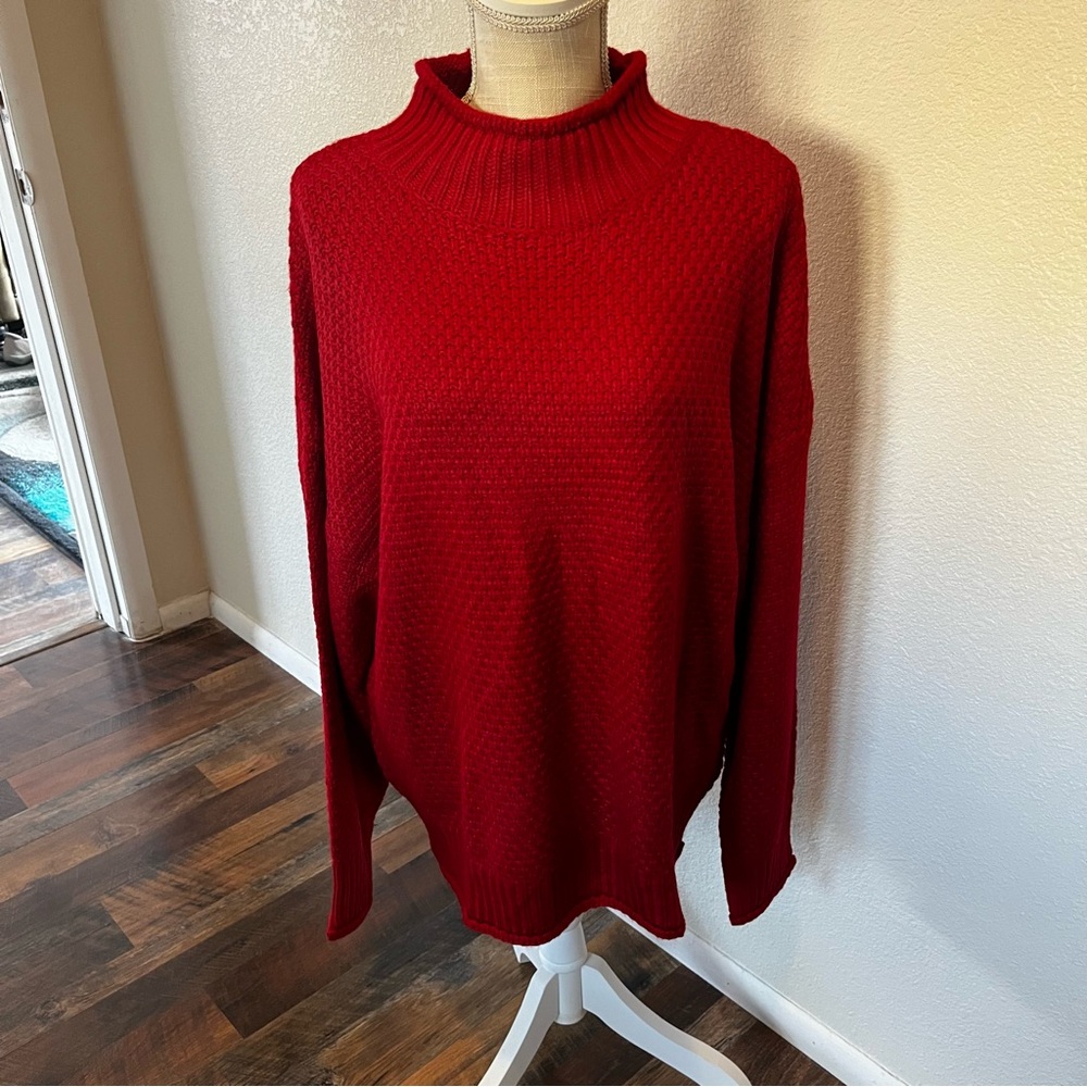 ZESICA Fashion XL Womens Sweater Mock Turtleneck Chunky Knit Basketweave